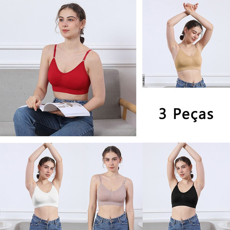 Kit 3 Sutiãs Cropped Sem Costura - Máximo Conforto e Sustentação