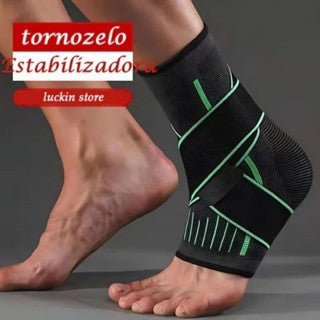 Tornozeleira de Compressão Esportiva com Faixa Estabilizadora Ajustável
