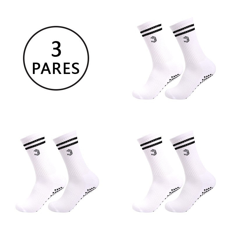 Kit Meias Esportivas Femininas de Algodão - Cano Médio Antiderrapante
