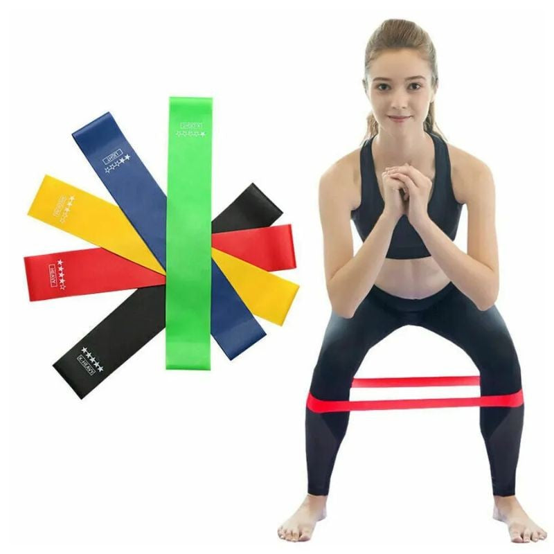Kit 5 Faixas Elásticas Mini Band para Treino Funcional e Pilates