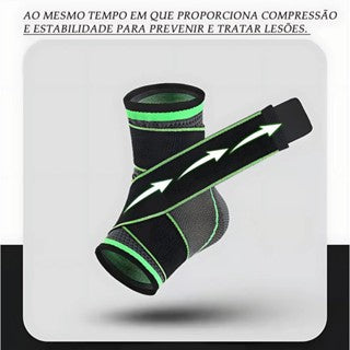 Tornozeleira de Compressão Esportiva com Faixa Estabilizadora Ajustável