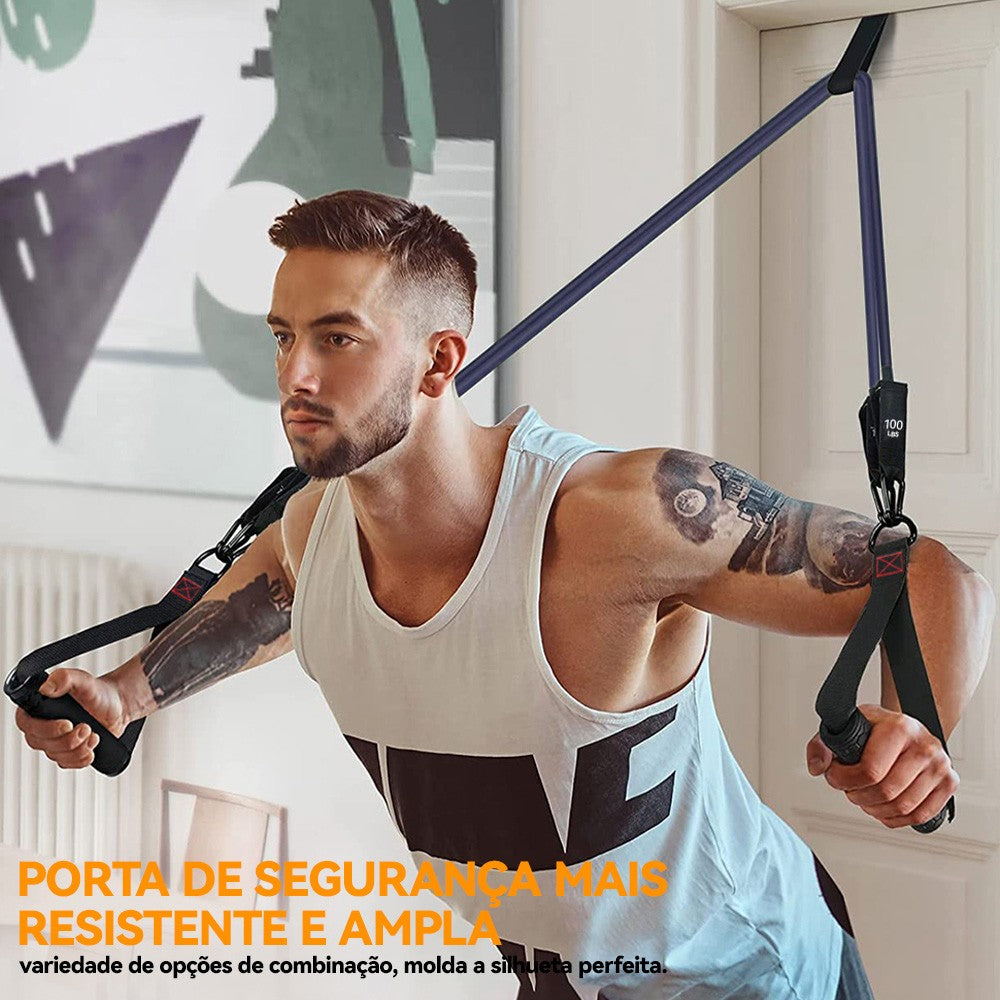 Kit Elásticos de Resistência Extensores Funcional com Puxadores - Treino em Casa