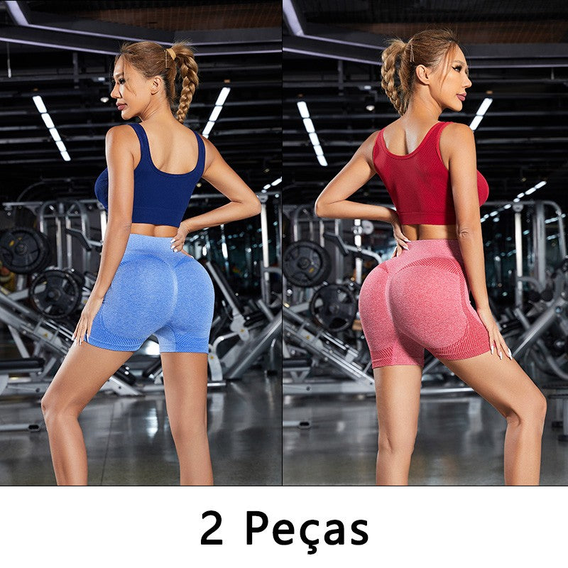 Kit 2 Shorts Esportivos Femininos - Efeito Empina Bumbum e Cintura Alta